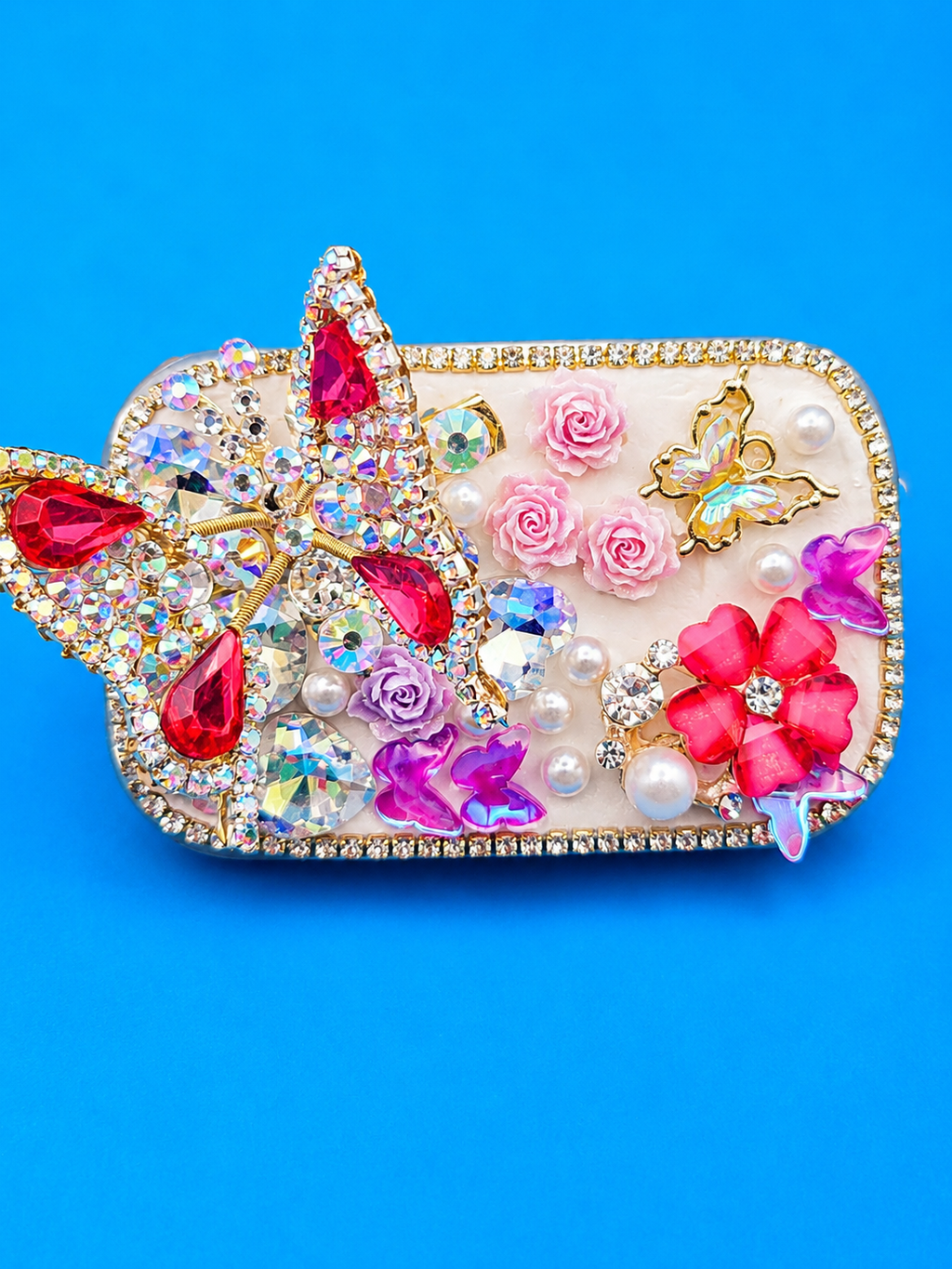 Luxury Phone Clip with Built-In Mirror | Handmade Kawaii Phone Accessory