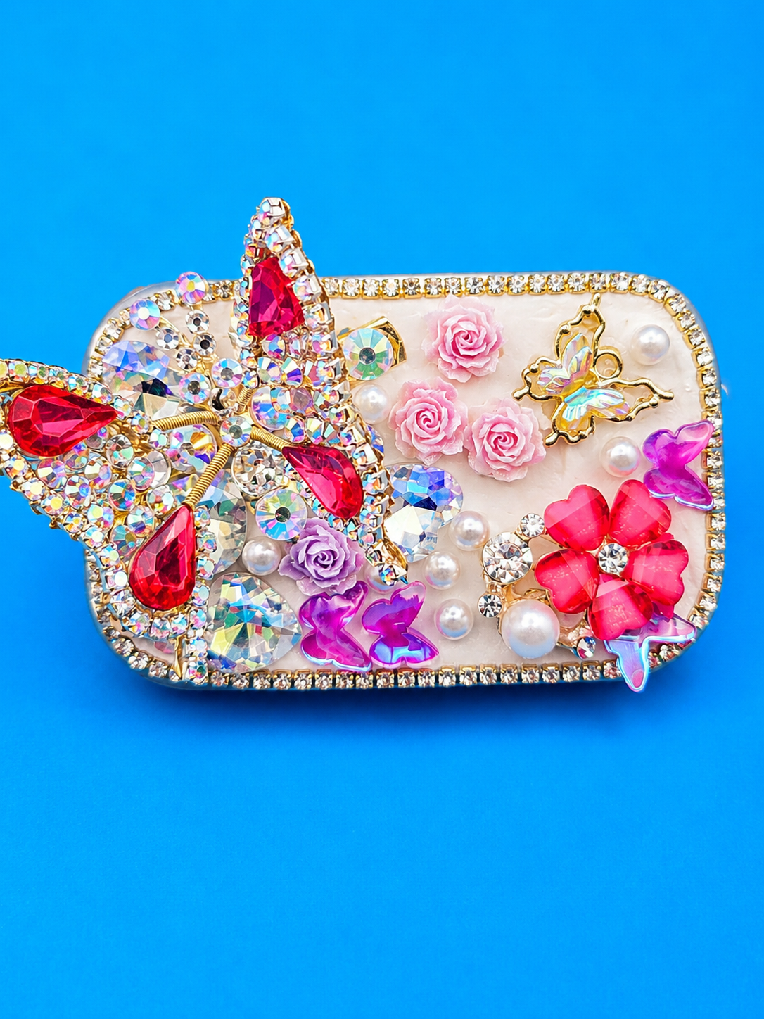 Luxury Phone Clip with Built-In Mirror | Handmade Kawaii Phone Accessory
