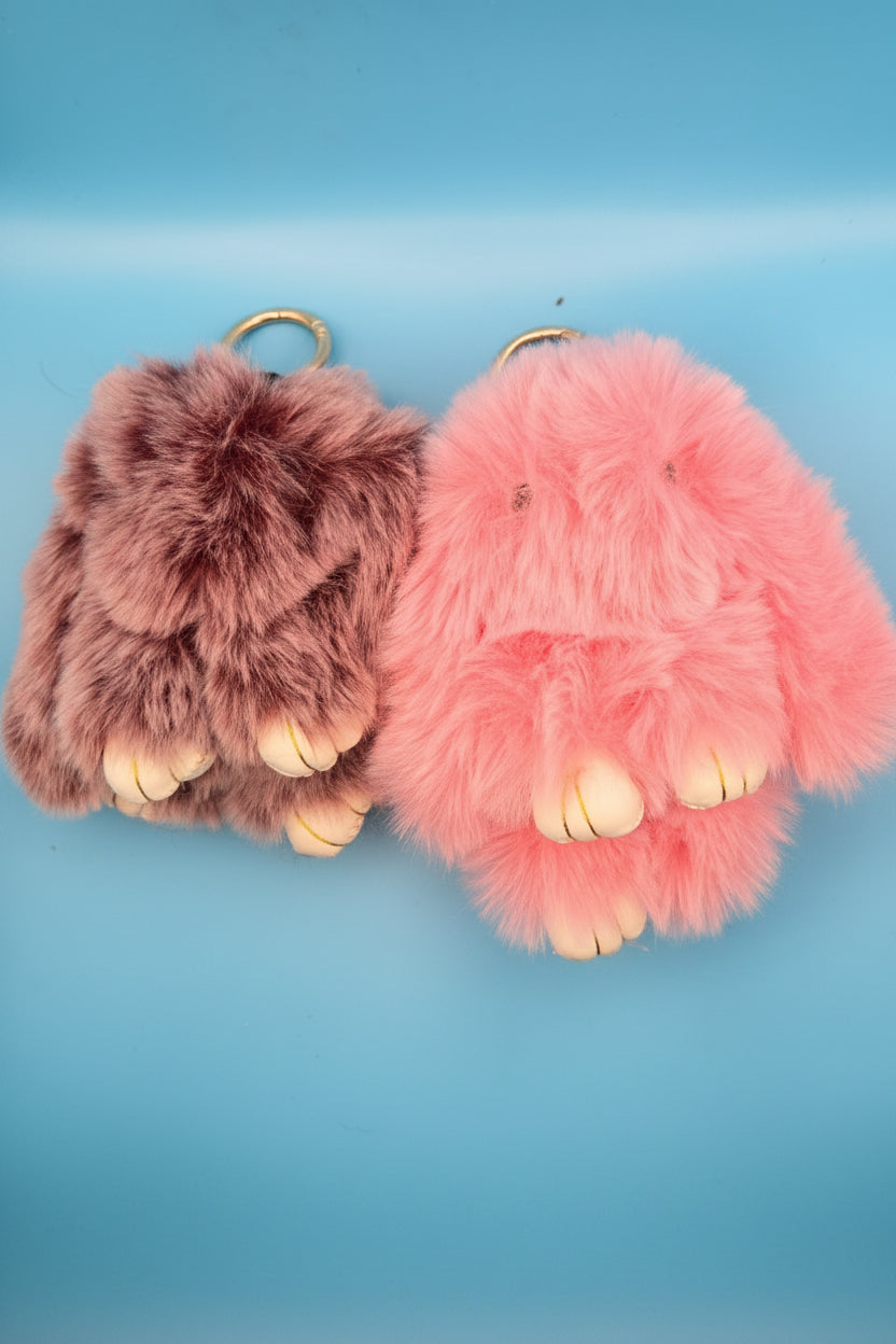 Fuzzy Bunny Plush Bag Charm | Cute Plush Bunny Keychain | Kawaii Backpack Charm | Purse Charm | Bunny Gift