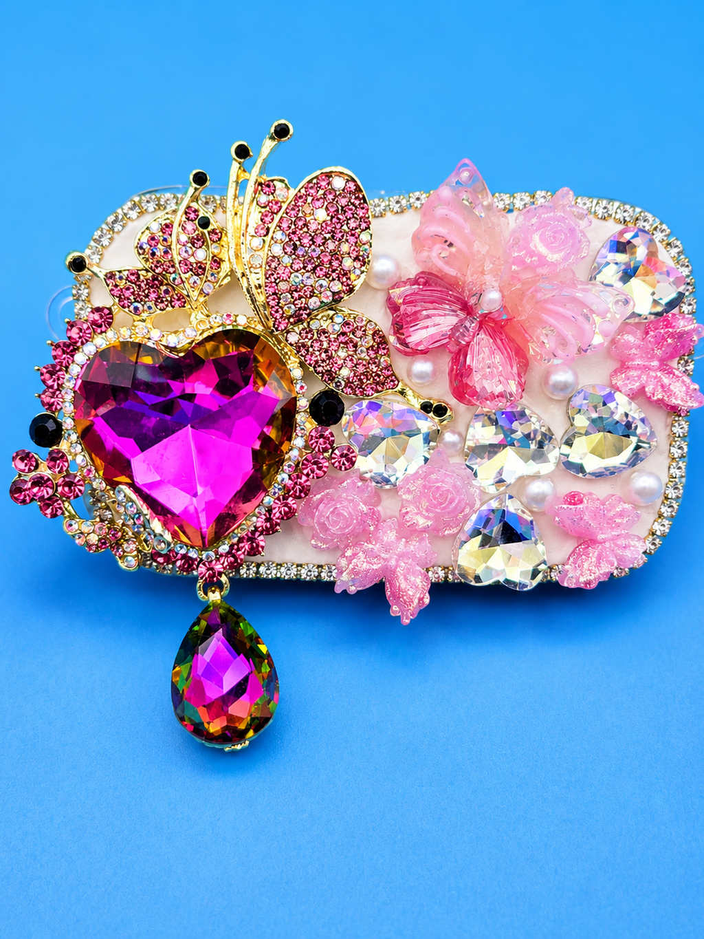 Luxury Phone Clip with Built-In Mirror | Handmade Kawaii Phone Accessory