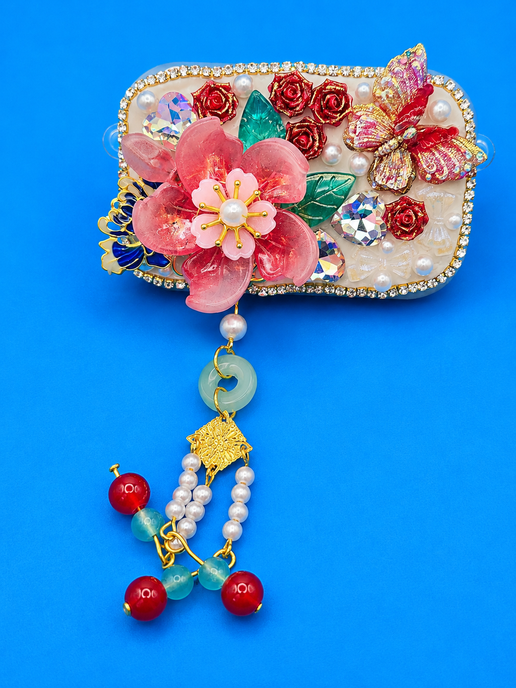 Luxury Phone Clip with Built-In Mirror | Handmade Kawaii Phone Accessory