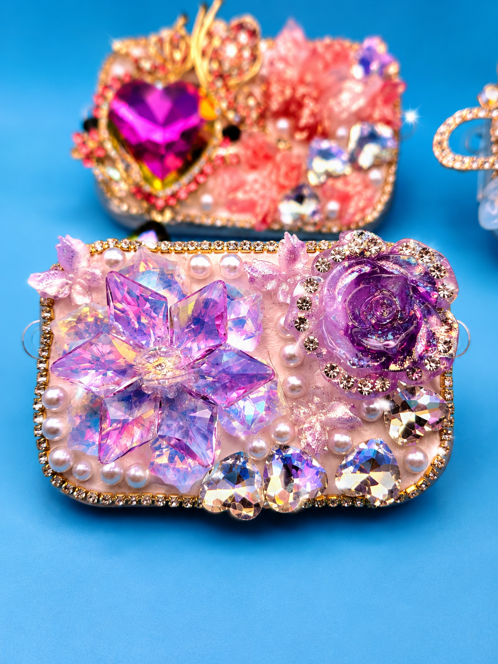 Luxury Phone Clip with Built-In Mirror | Handmade Kawaii Phone Accessory