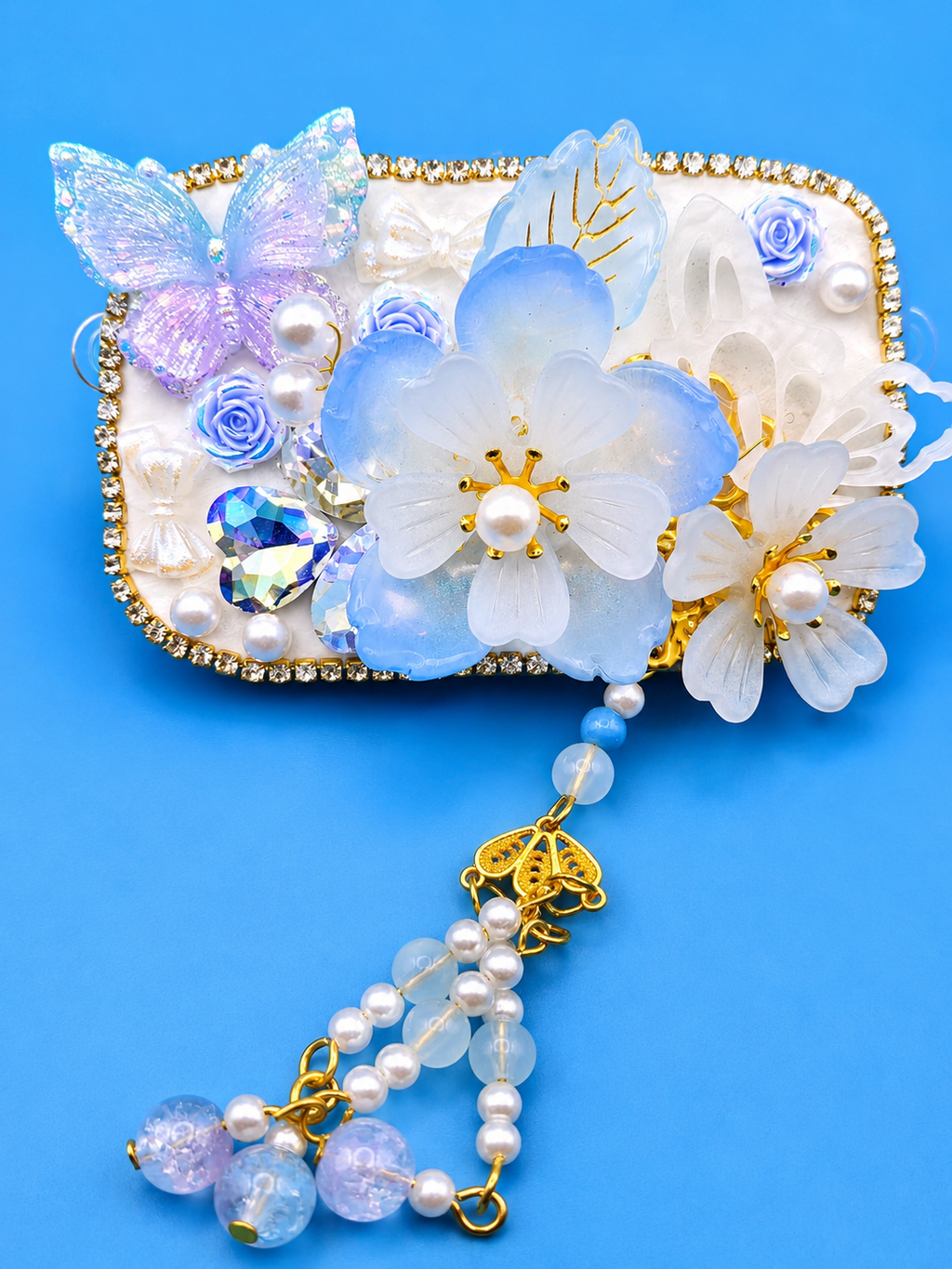 Luxury Phone Clip with Built-In Mirror | Handmade Kawaii Phone Accessory