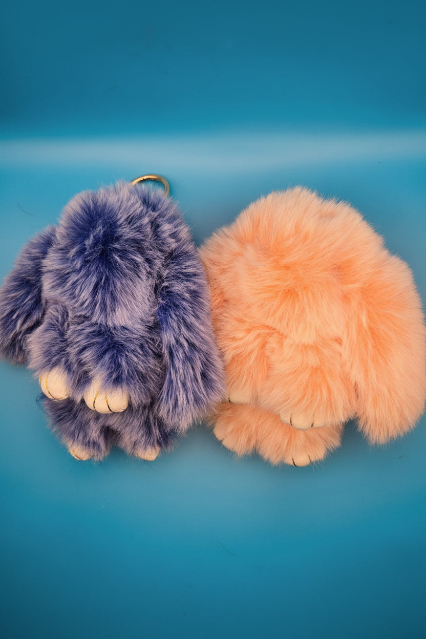 Fuzzy Bunny Plush Bag Charm | Cute Plush Bunny Keychain | Kawaii Backpack Charm | Purse Charm | Bunny Gift