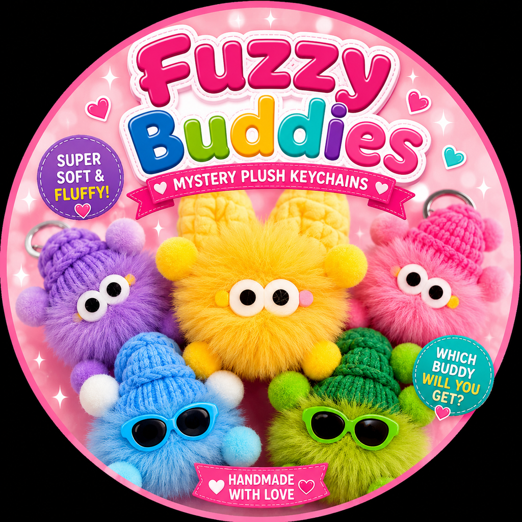 Handmade Fuzzy Buddies Plush Keychain | Cute Kawaii Bag Charm | Mystery Plush Gift