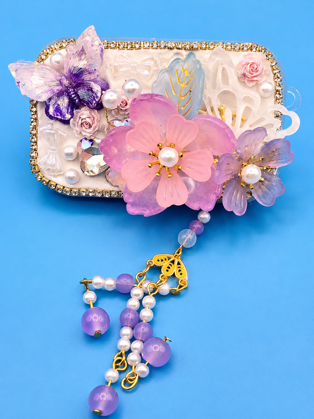 Luxury Phone Clip with Built-In Mirror | Handmade Kawaii Phone Accessory