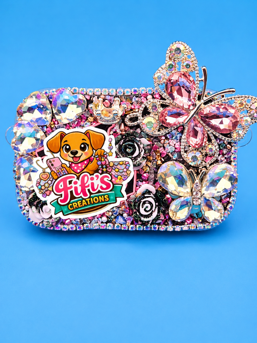 Luxury Phone Clip with Built-In Mirror | Handmade Kawaii Phone Accessory